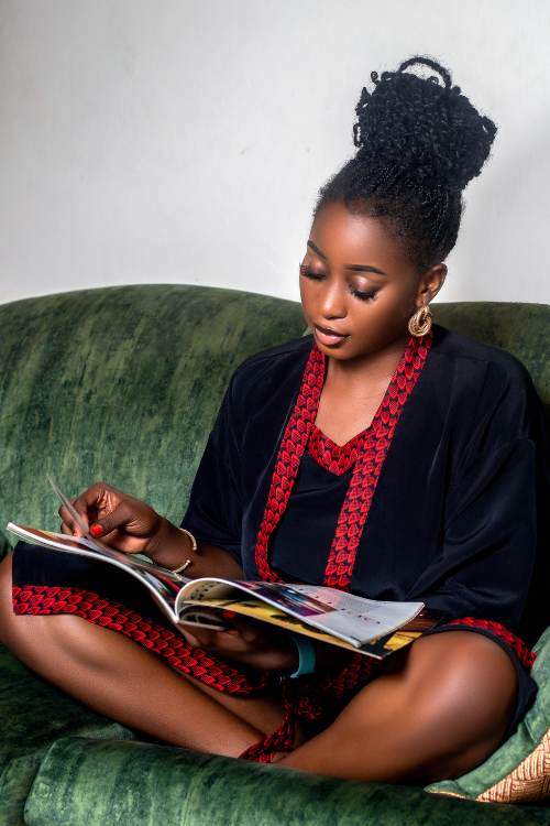 "Adore Her" Robe African Print Trim
