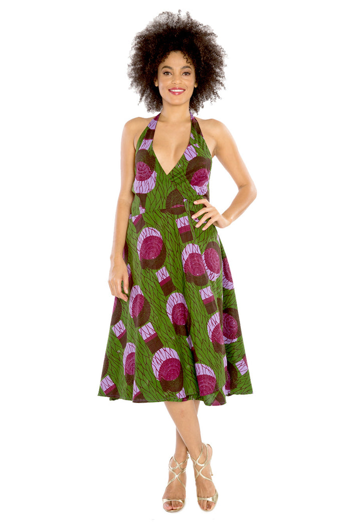 african dresses african print women halter wrap  dress fashion wax and wonder