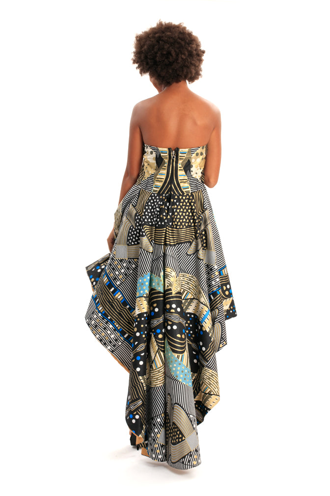 Cavalla Beauty African Print High Low Train Gown