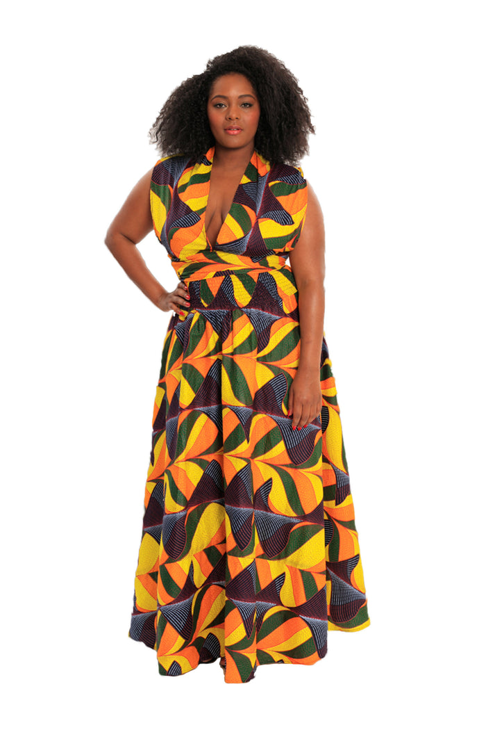 BeYouTy Convertible African Print Maxi Dress
