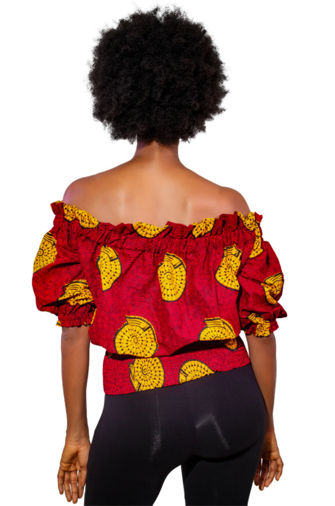 Falling in Love African Print Off Shoulder Top