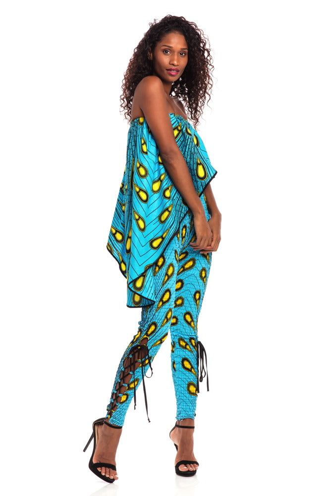 Weekend Magic African Print Smocked Jumpsuit