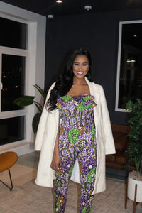 Mystique African Print Smocked Jumpsuit