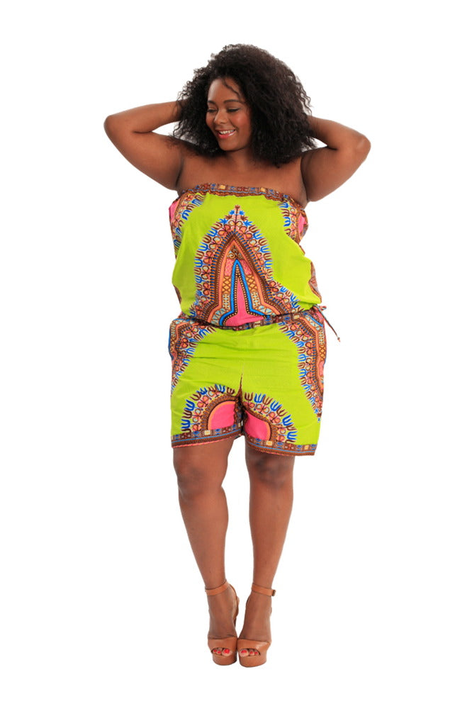 Jump for My Love African Print Romper (Knee-Length)