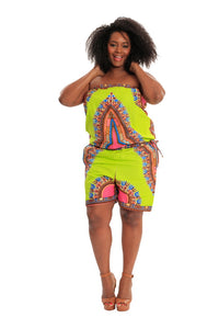Jump for My Love African Print Romper (Knee-Length)