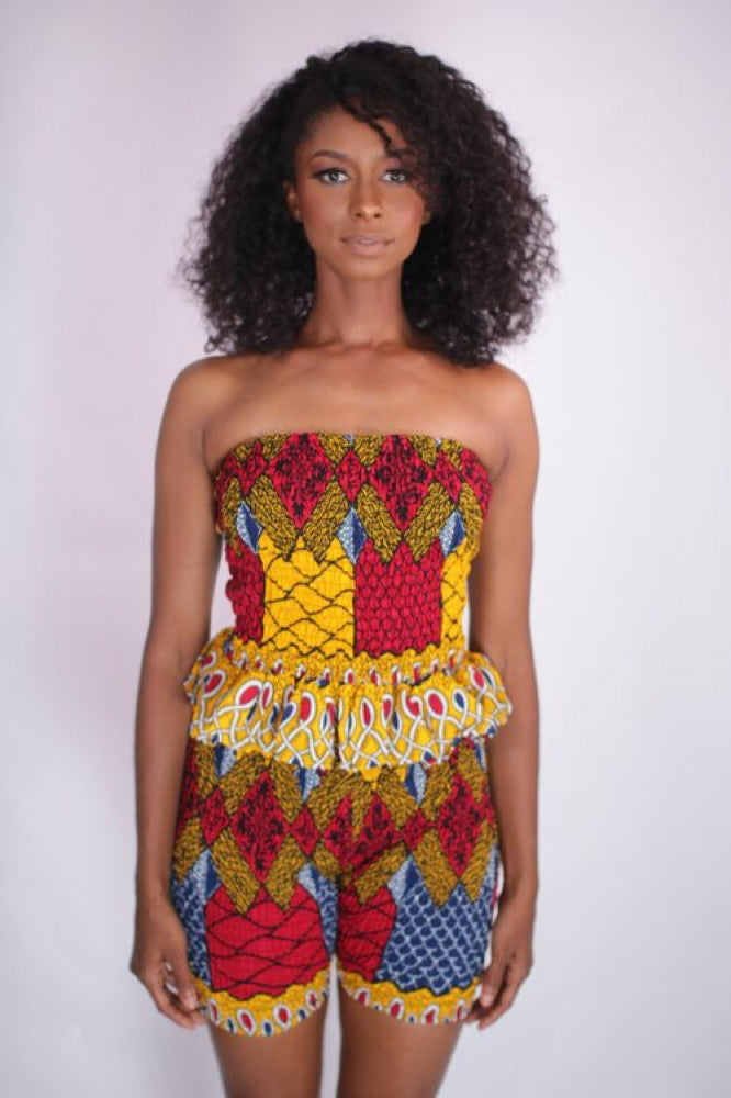 Vibes African Peplum Tube Top