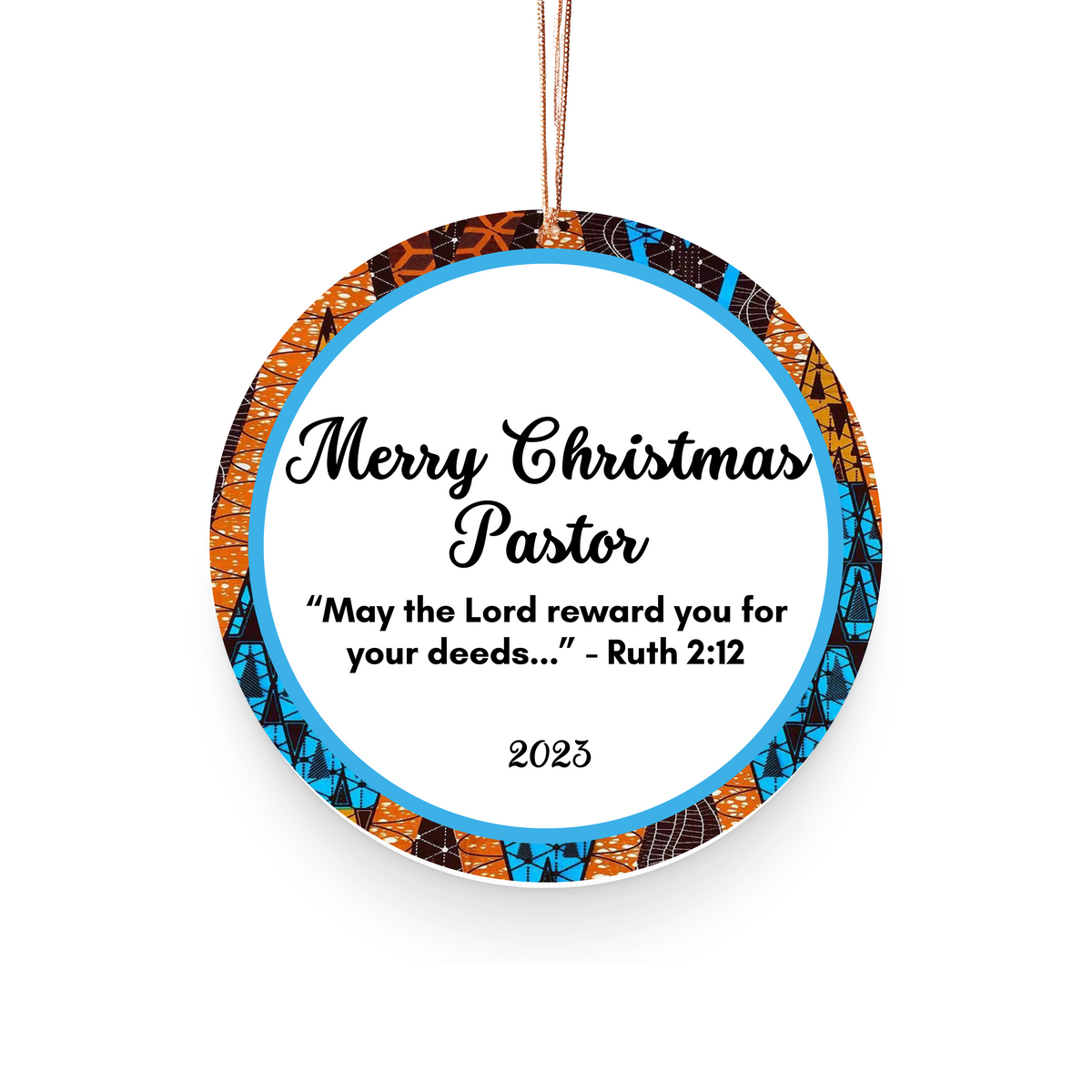 Christmas Ornament for Pastor - African Print Inspired & Faith-Based