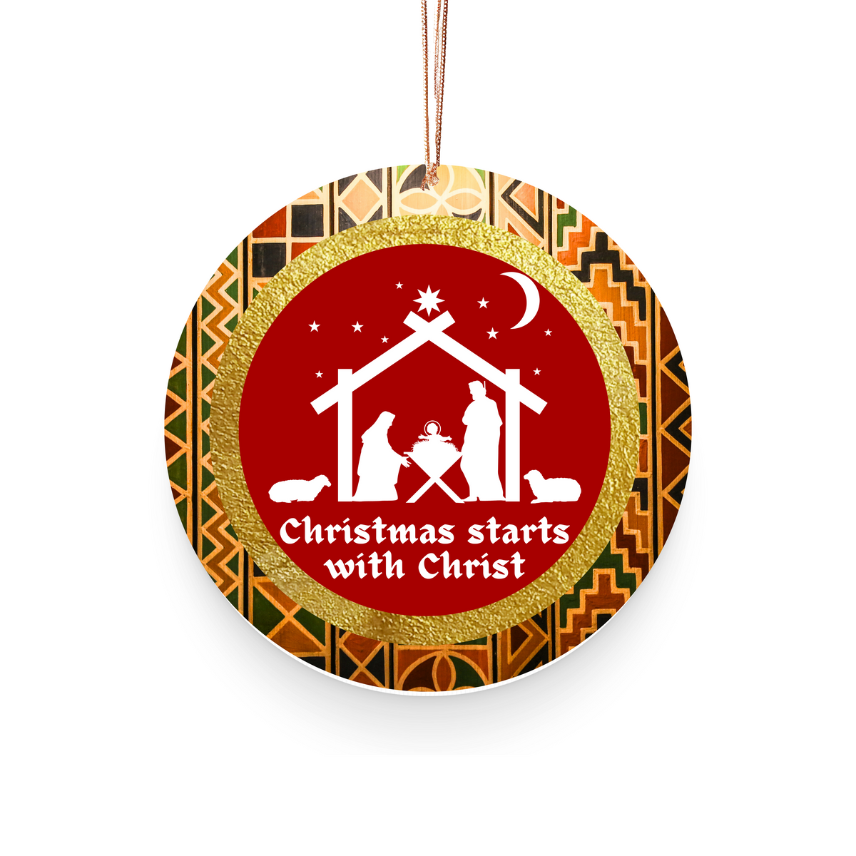 Christmas Ornament "Reason for Season" - African Print Inspired & Faith-Based