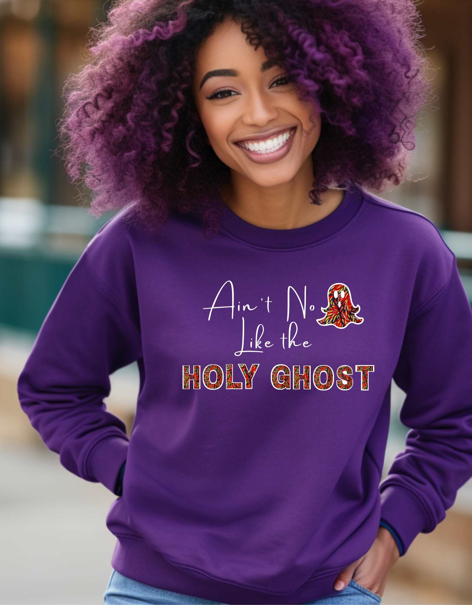 Christian Halloween African Print Sweatshirt (Ghost)