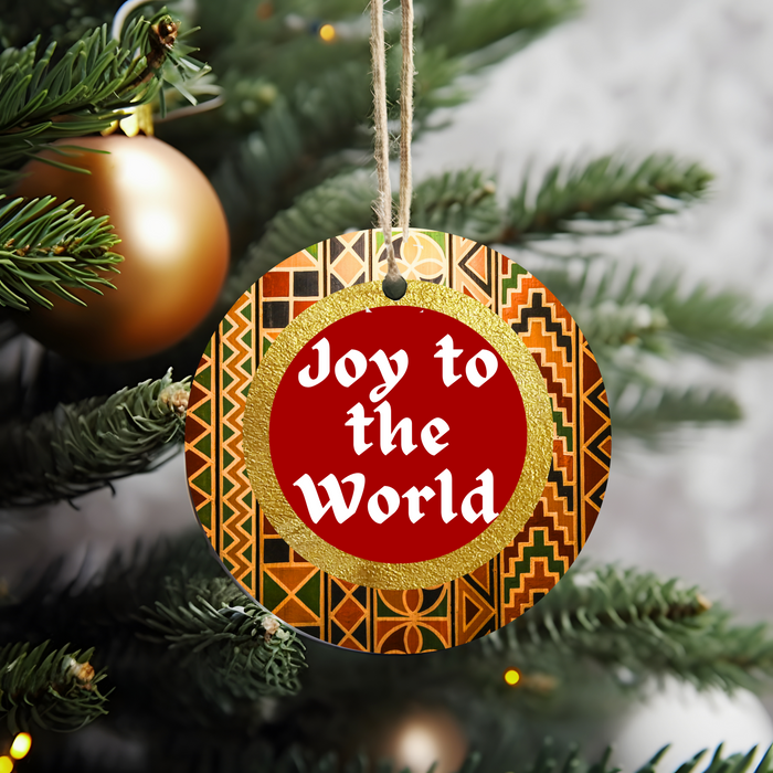 Christmas Ornament Joy to the World - African Print Inspired & Faith-Based