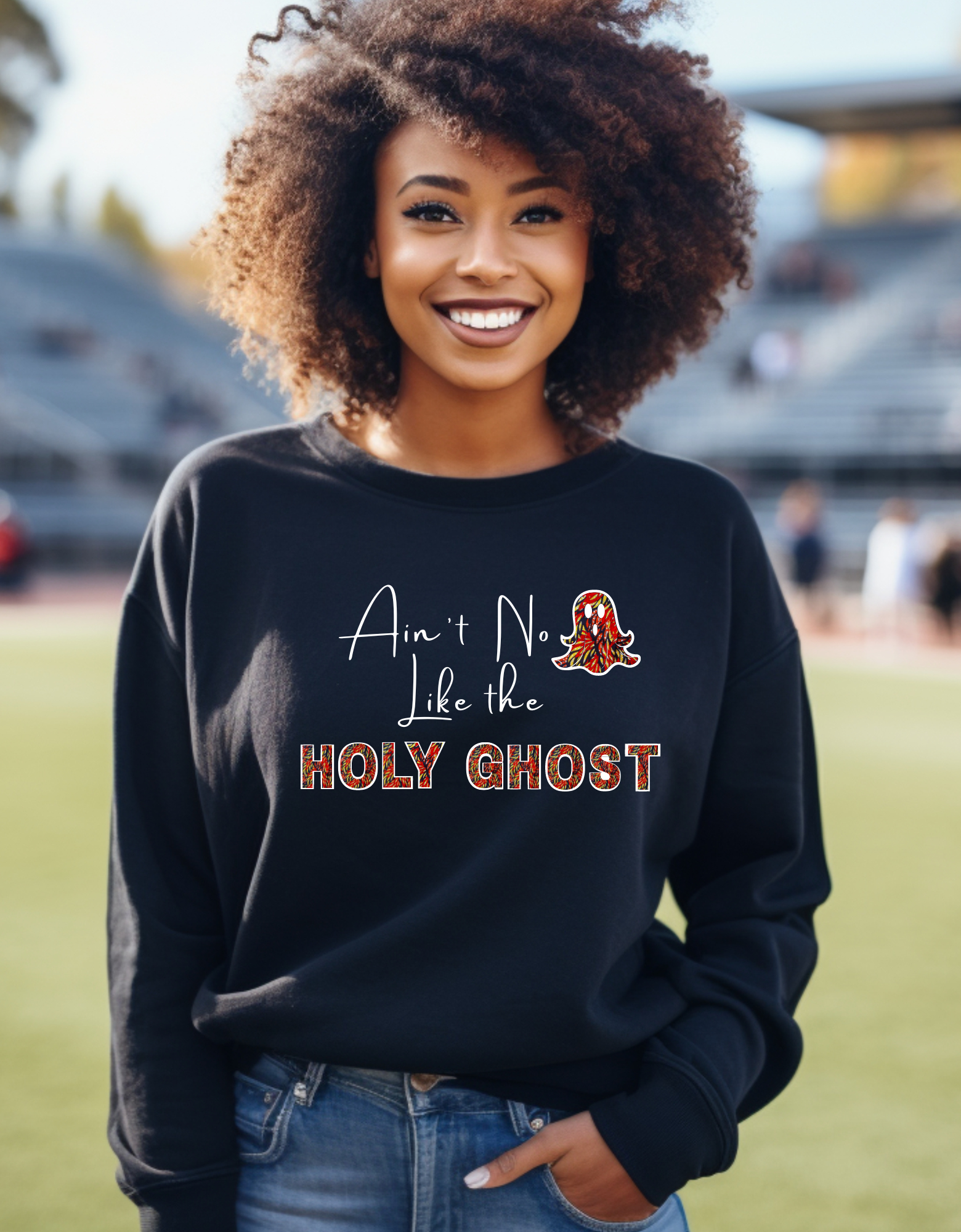 Christian Halloween African Print Sweatshirt (Ghost)