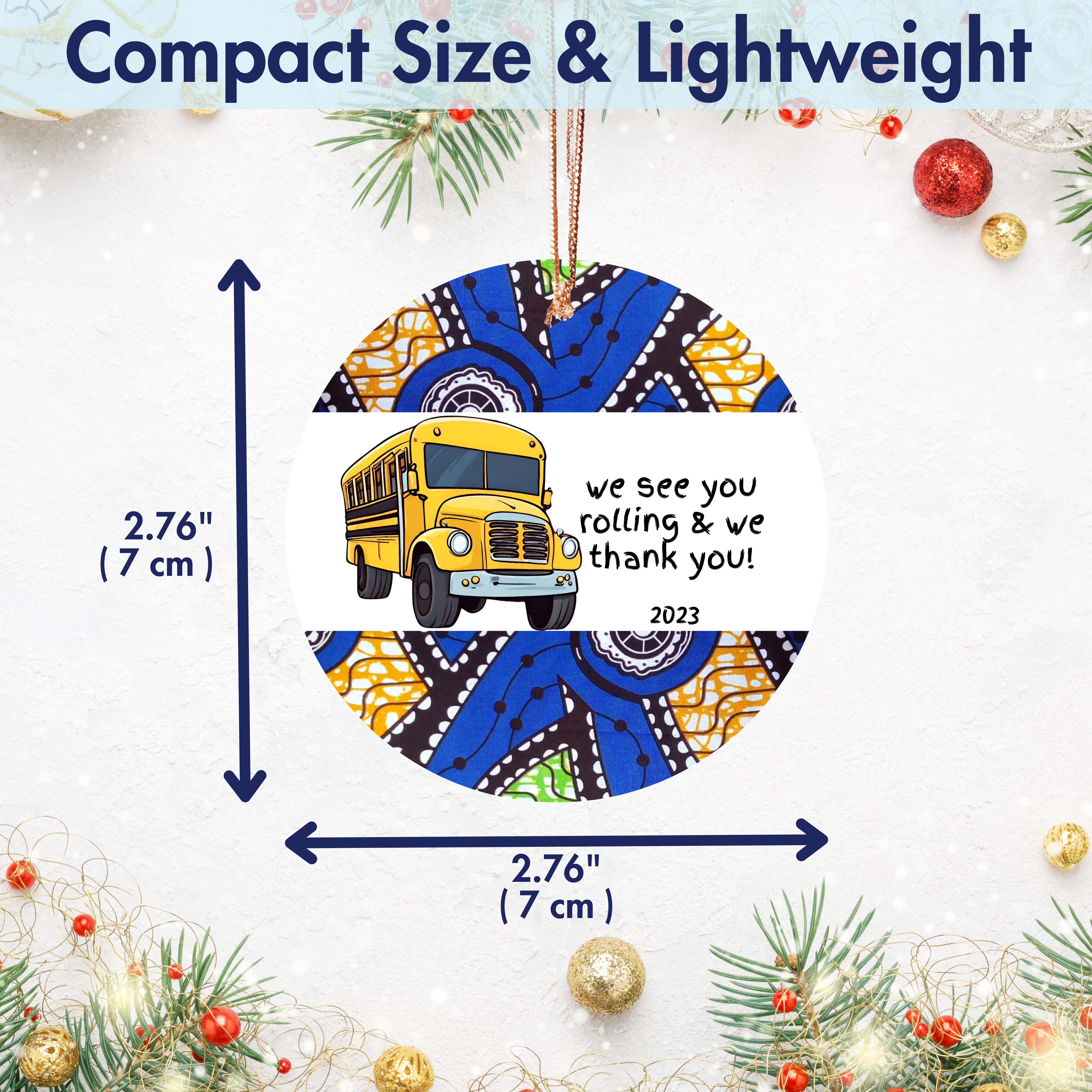 Holiday Ornament for School Bus Driver - African Print Inspired