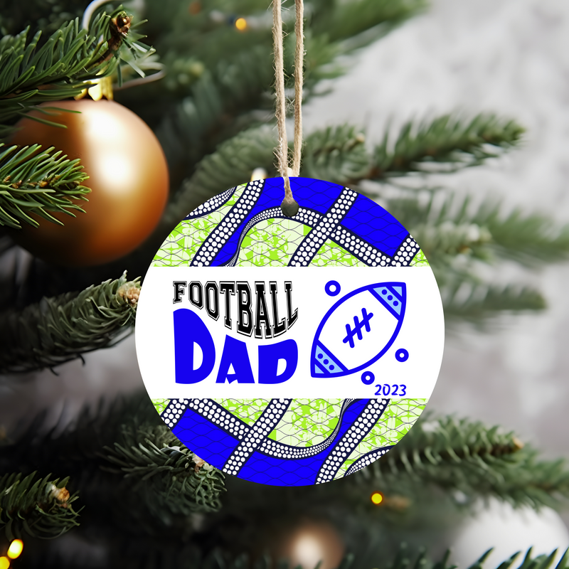 Christmas Ornament for Football Dad - African Print Inspired