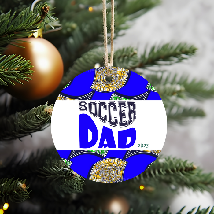 Christmas Ornament for Soccer Dad - African Print Inspired