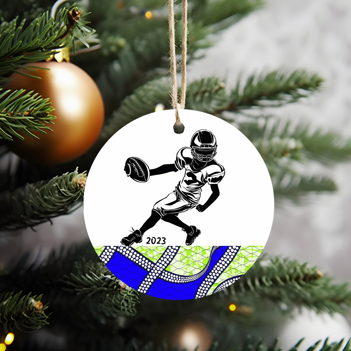 Christmas Ornament for Football Player & Fan (Boy) - African Print Inspired