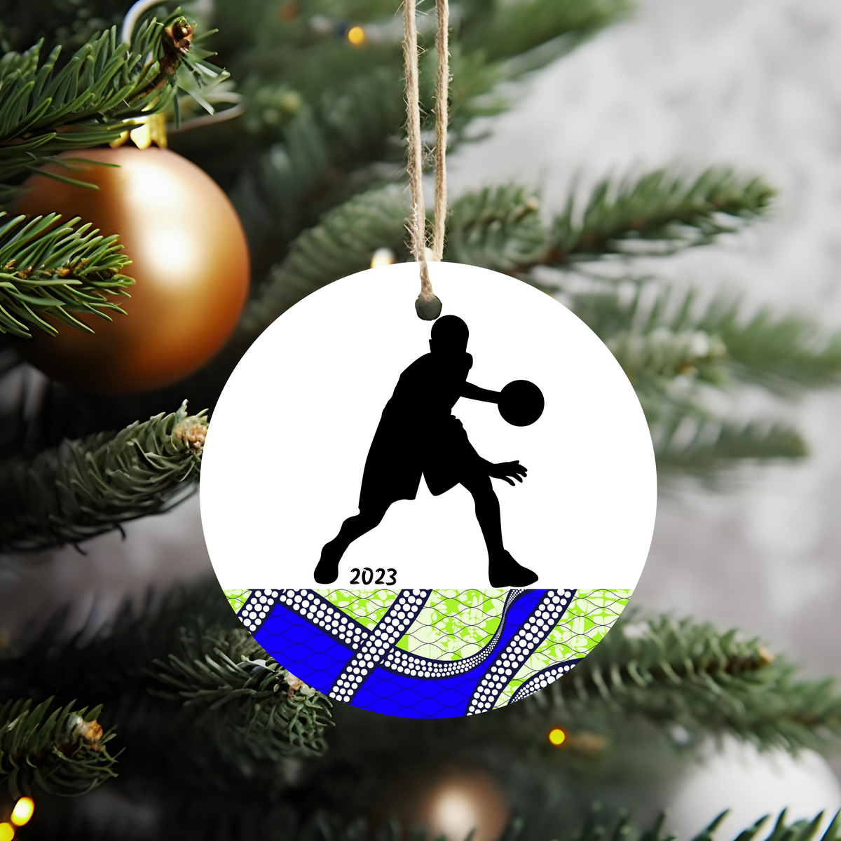 Christmas Ornament for Basketball Player & Fan (Boy) - African Print Inspired