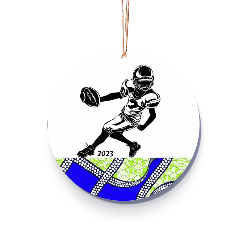 Christmas Ornament for Football Player & Fan (Boy) - African Print Inspired