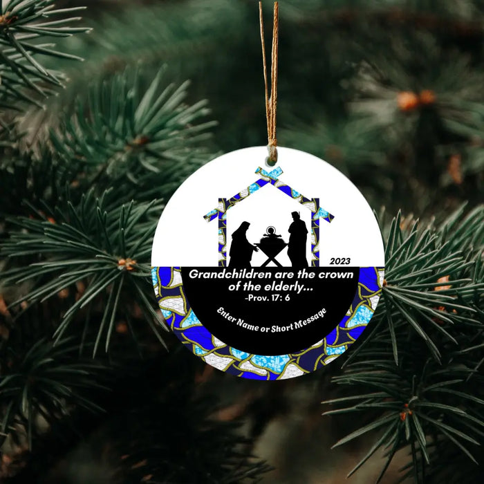 Personalized Ornament for Grandchild - African Print Inspired & Faith-Based