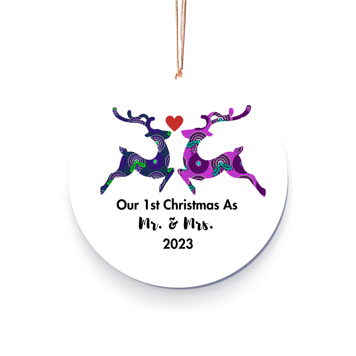 Christmas Ornament for Newlyweds - African Print Inspired