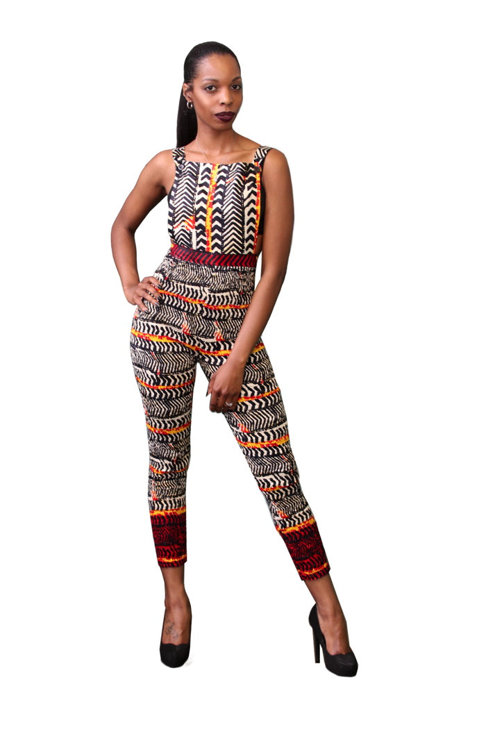 Nala African Print Mudcloth Print Jumpsuit - I Wear African Marketplace