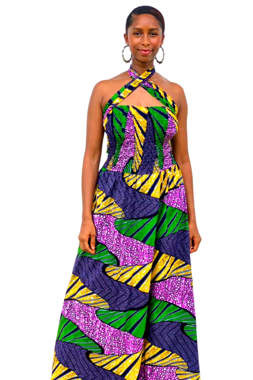 Shirred African Print Summer Strap Dress - African Clothing Store