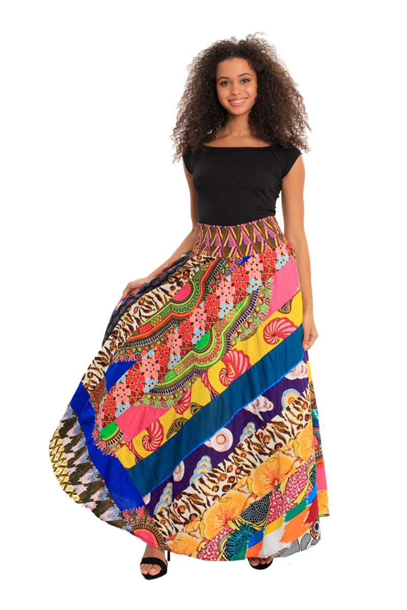African Boho Patch Skirt Maxi Skirt | Wax & Wonder – Wax & Wonder | An ...
