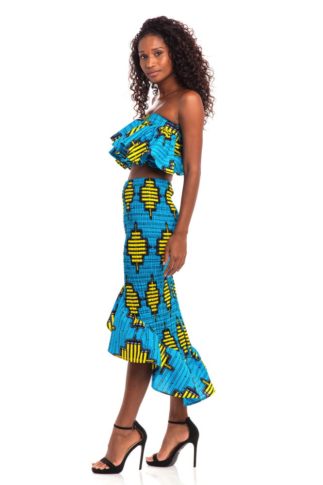 Radiant Smile African Print Smocked Skirt