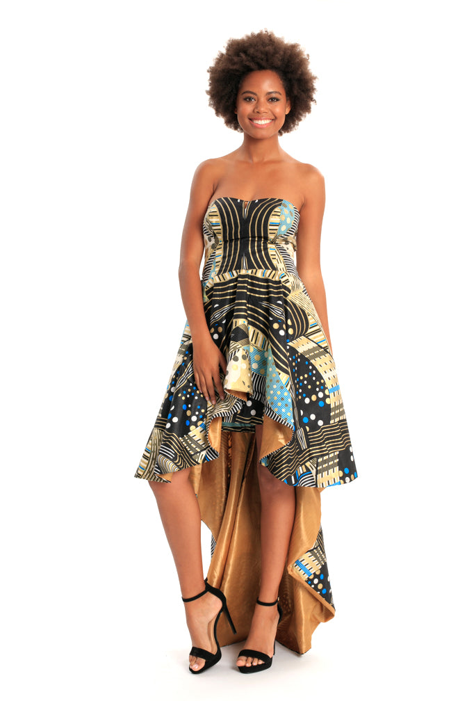 Cavalla Beauty African Print High Low Train Gown