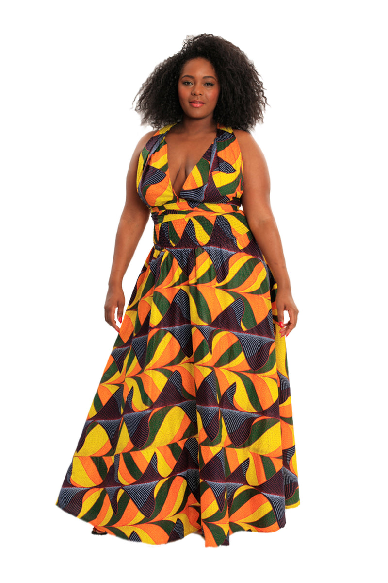 BeYouTy Convertible African Print Maxi Dress