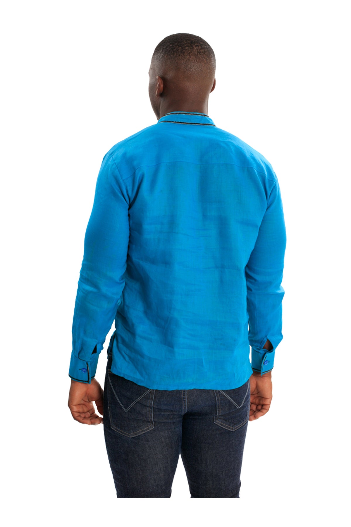 I Represent Today's Africa | Men's Embroidered Long Sleeve Linen Shirt