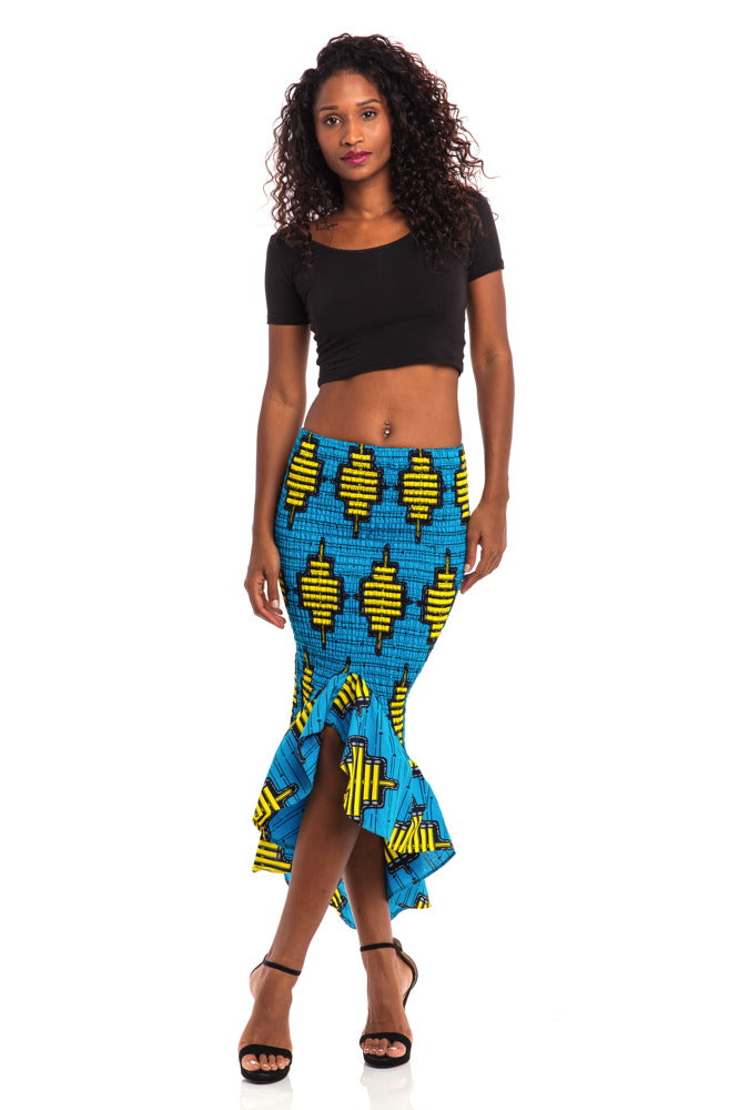 Radiant Smile African Print Smocked Skirt