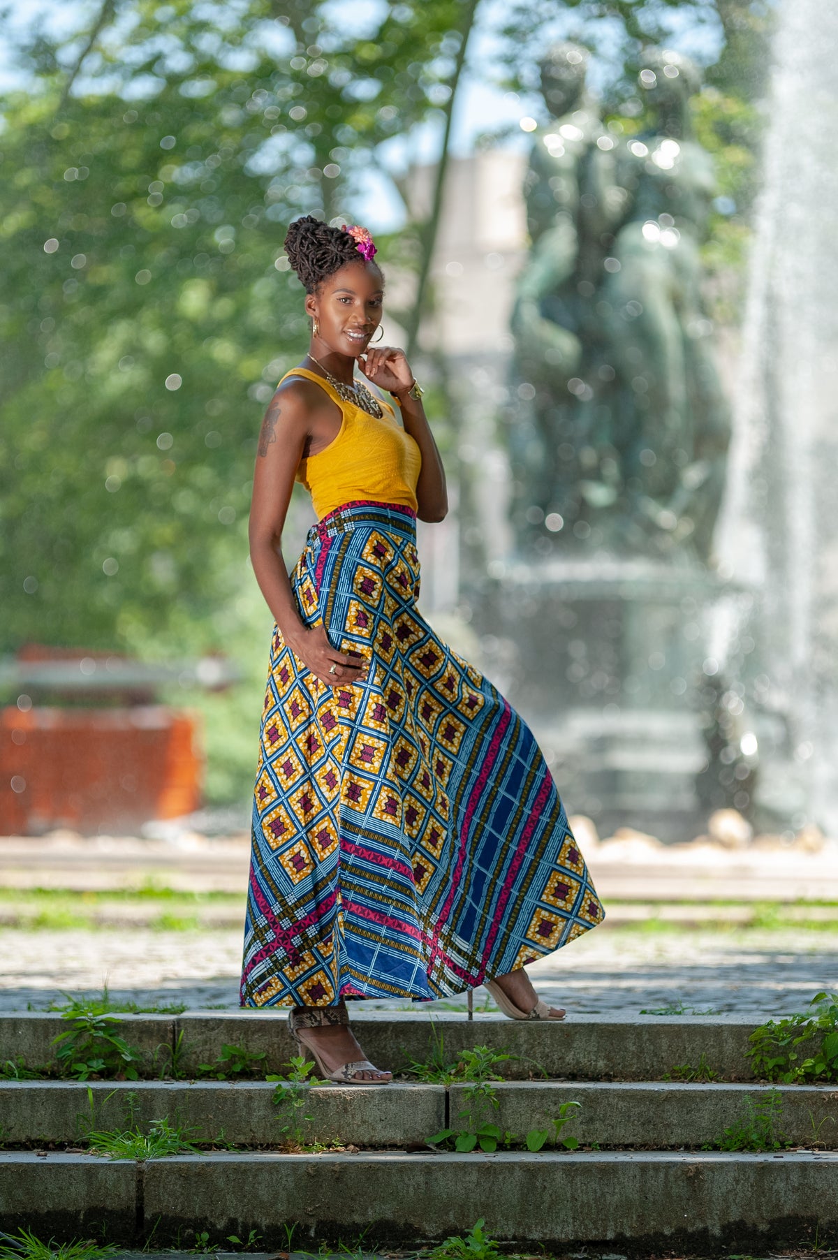 Bohemian Beauty African Print Maxi Skirt