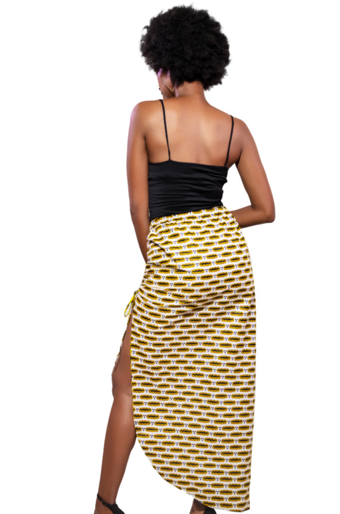 Secure AF (And Fun) Reversible Drawstring African Print Skirt