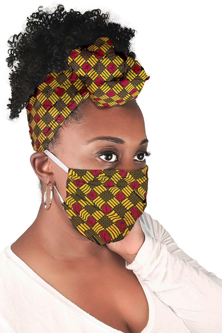 Golden Kulinda Face Mask + Headwrap Matching Set