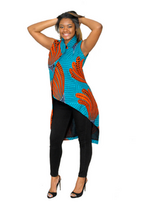 Duro Asymmetrical African Print High-Low Jacket