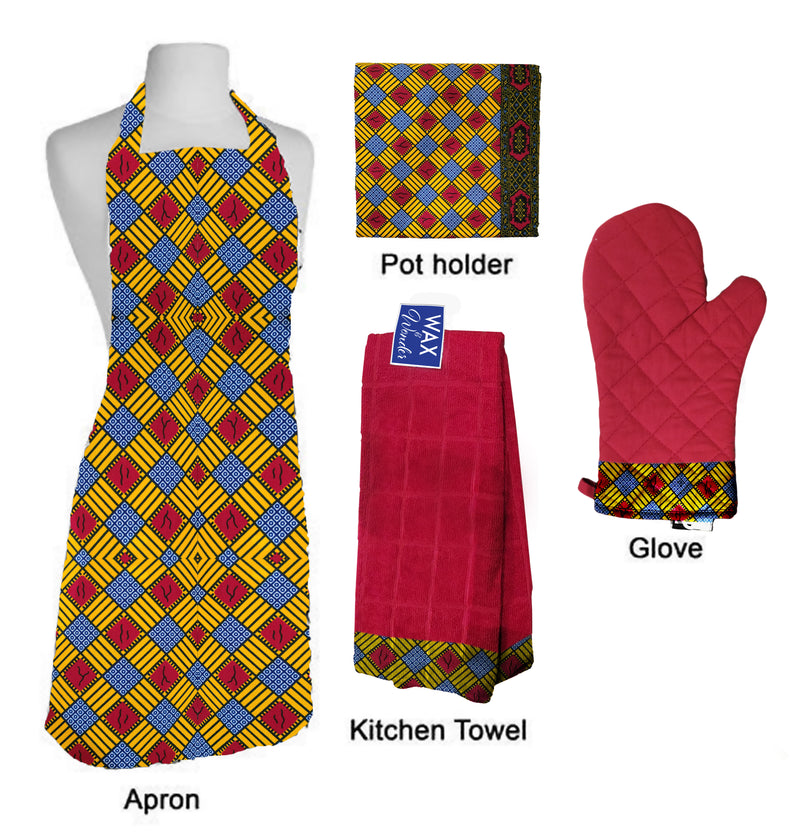 Kiss the Chef Bundle - African Print Kitchen Accessories