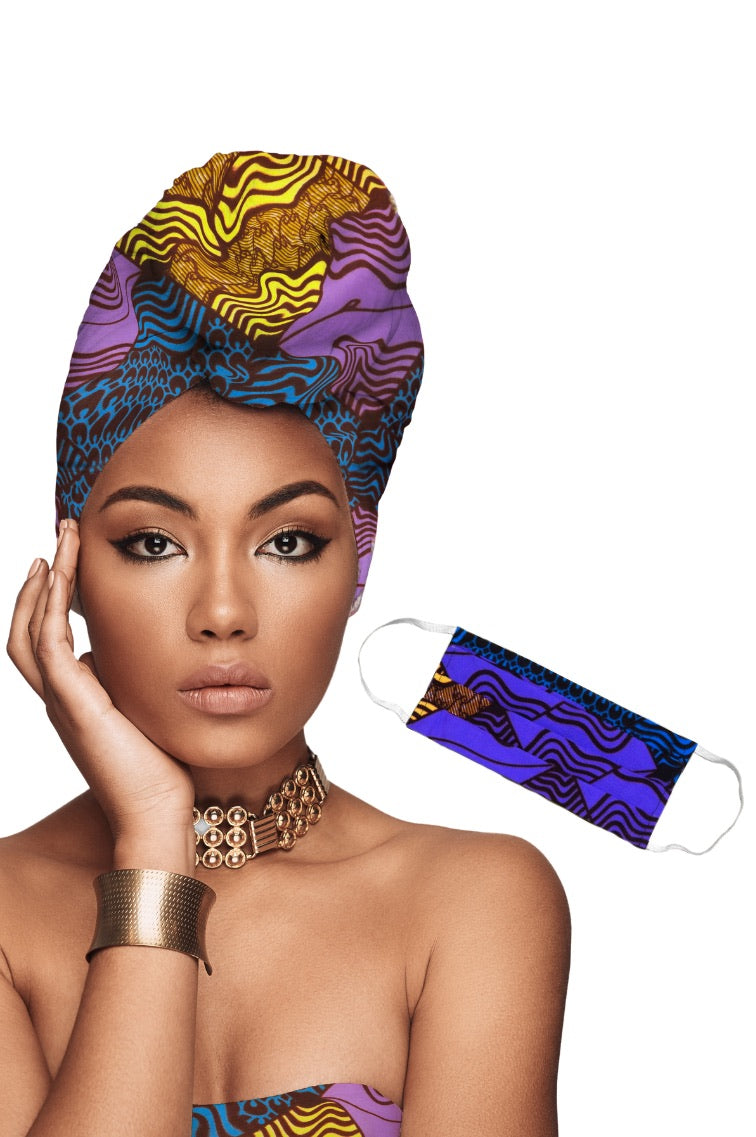 african face mask and headwrap set