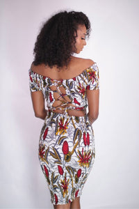 Smile With Me African Print Smocked Bodycon Skirt